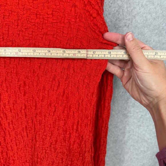 Ali Miles Womens Gauze Tunic Top Size S Burnt Orange Art to Wear Roll Tab Button - Picture 11 of 11